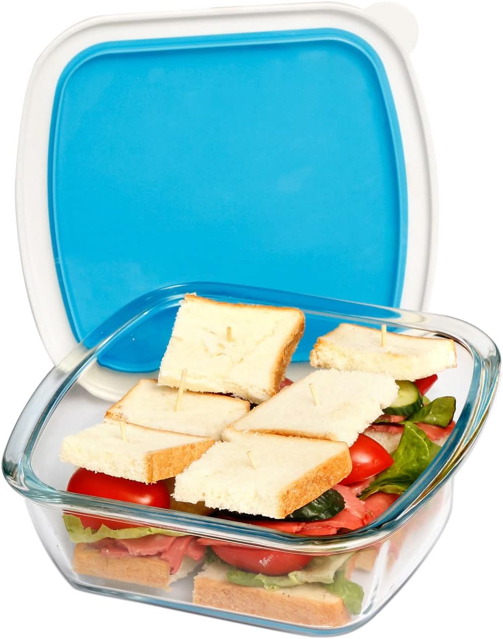 NUTRIUPS Plato para hornear de vidrio cuadrado de 1 cuarto de galón con tapa, plato de horno de 6 x 6.5 pulgadas para horno, pequeño recipiente de