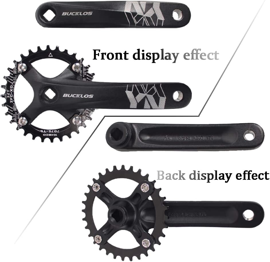 BUCKLOS MTB – Grüeta cuadrada cónica de 6.693in, 104 BCD de montaña estrecho de dientes anchos 323436384042T, plato redondo y ovalado de una sola