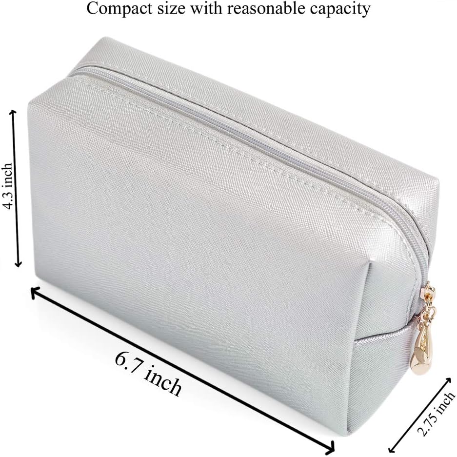 Sohynca Bolsa de cosméticos de piel sintética para mujer, bolsa de maquillaje minimalista para uso diario, bolsa de almacenamiento portátil, pequeña