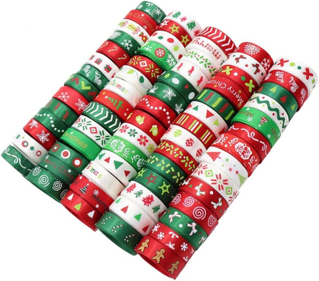 COHEALI 3 Packs Christmas Gift Bows Ribbon Gift Ribbons for Presents Ribbon Tape Holiday Ribbon Wired Present Ribbon Satin Ribbon Ribbons for Crafts