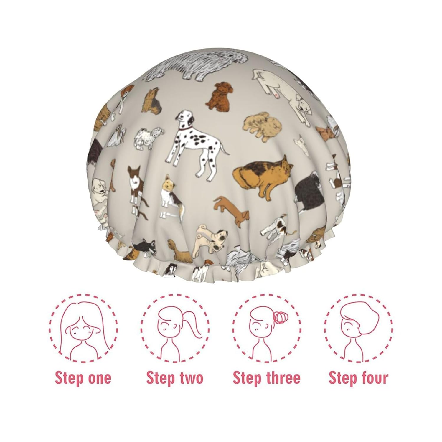 Dogs Shower Cap Reusable Waterproof,Shower Caps For Women With Double Hair Caps,Bathing Cap Hair Cap For Shower