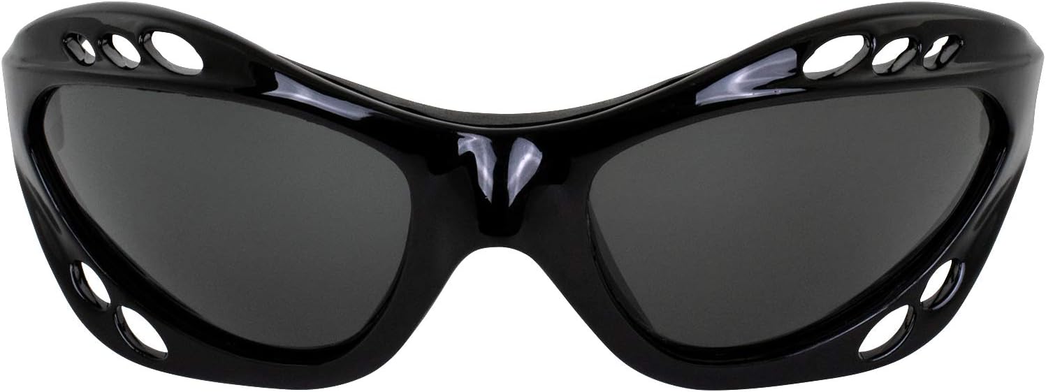Gafas flotantes polarizadas para moto acuática de categoría 4, juego de 2 unidades, marcos acolchados negros con lentes de espejo ahumado y azul