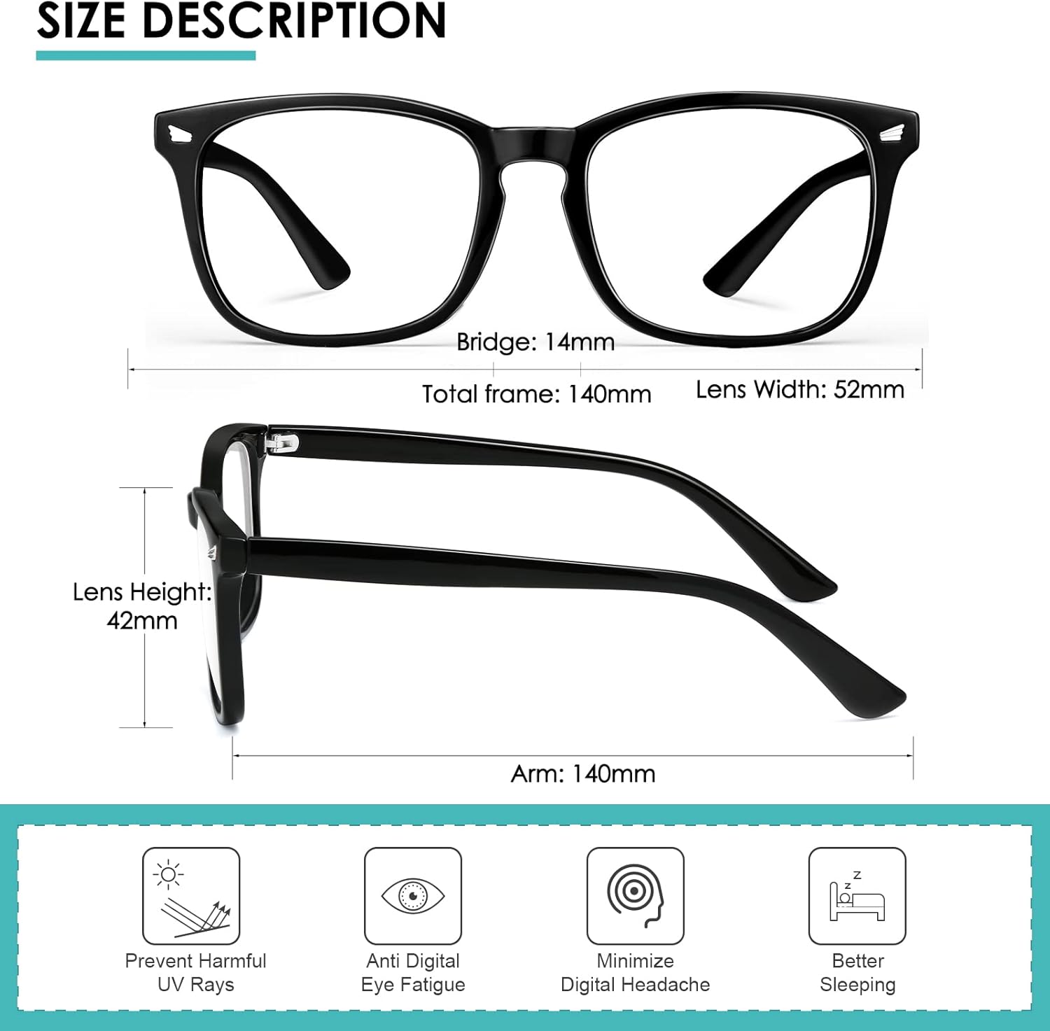 Lentes de bloqueo de luz azul para mujeres y hombres, anteojos falsos de lectura para juegos, computadora, TV, lentes transparentes (paquete de 5)