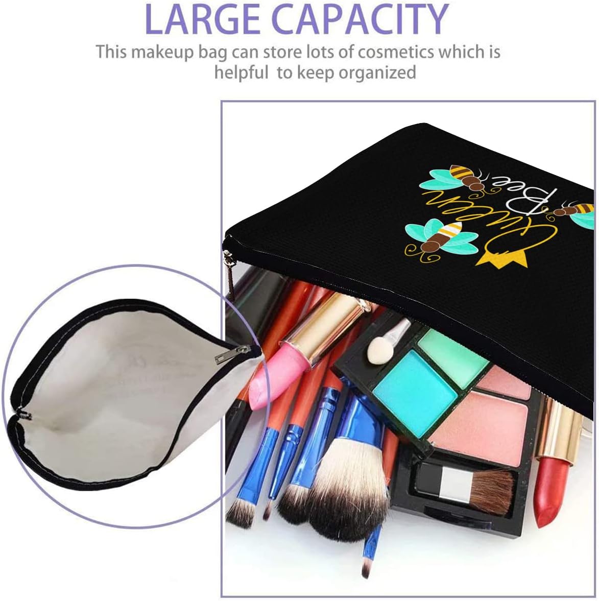 Regalos temáticos de abeja reina para mujeres, bolsa de maquillaje de abejorros, regalos para amantes de las abejas, Beeyoutiful Honeybee Crown