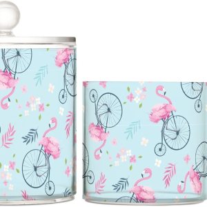 Tarros de flamencos con tapas, tarros pequeños, recipientes de almacenamiento de baño, recipientes de algodón para hisopos de algodón para Tarros de flamencos con tapas, tarros pequeños, recipientes de almacenamiento de baño, recipientes de algodón para hisopos de algodón para