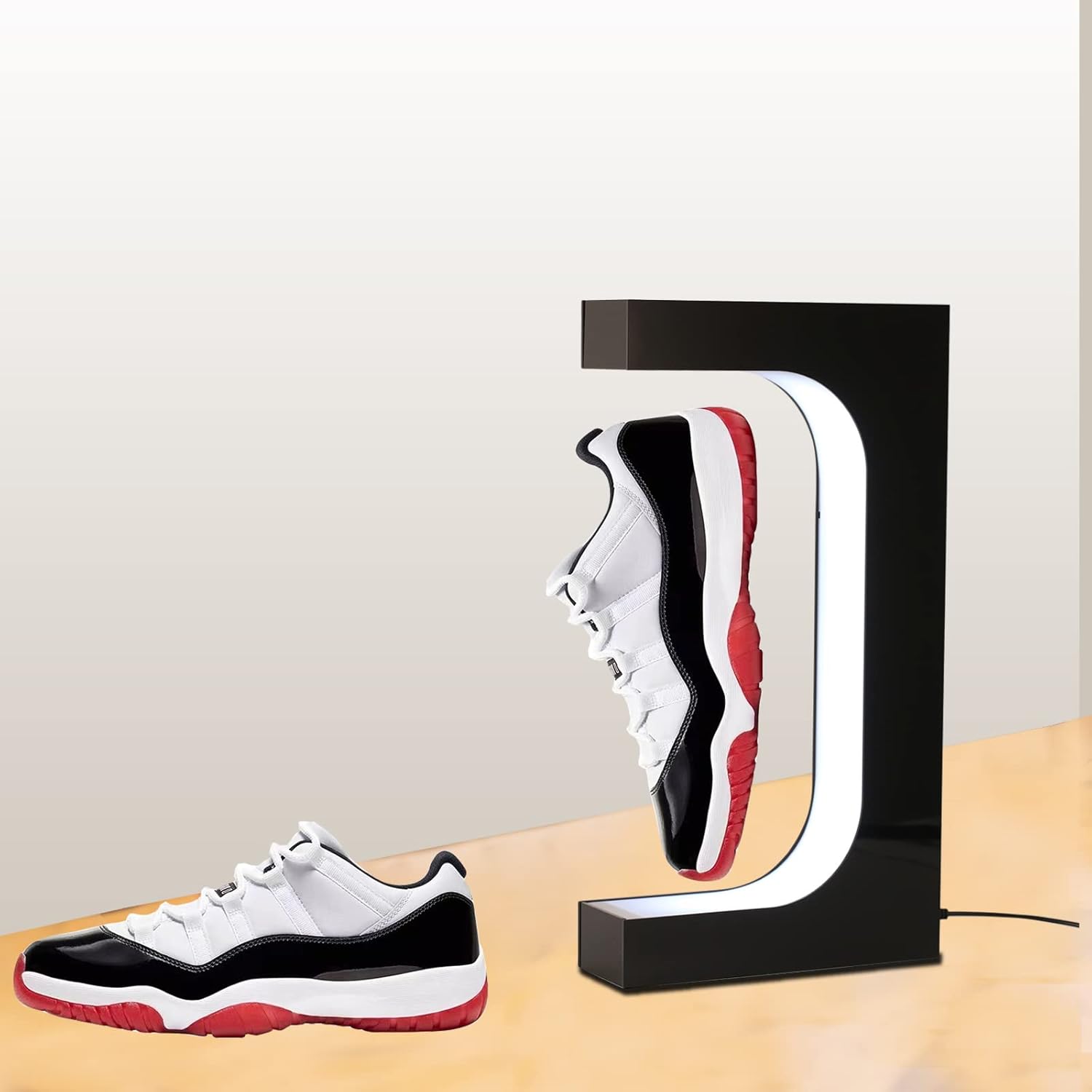 DuliCube Soporte magnético para zapatos con luz LED, soporte acrílico giratorio para exhibiciones publicitarias en tienda, tienda, regalo,