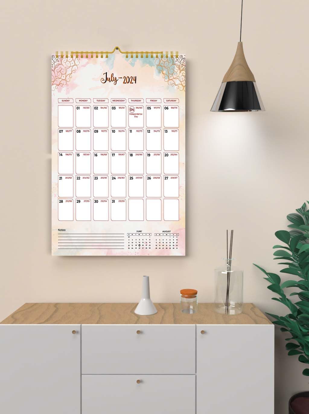 Calendario de pared 2024  enero 2024  diciembre 2024, calendario mensual colgante 2024, 11.5 x 14.8 pulgadas, encuadernación en espiral, vacaciones,