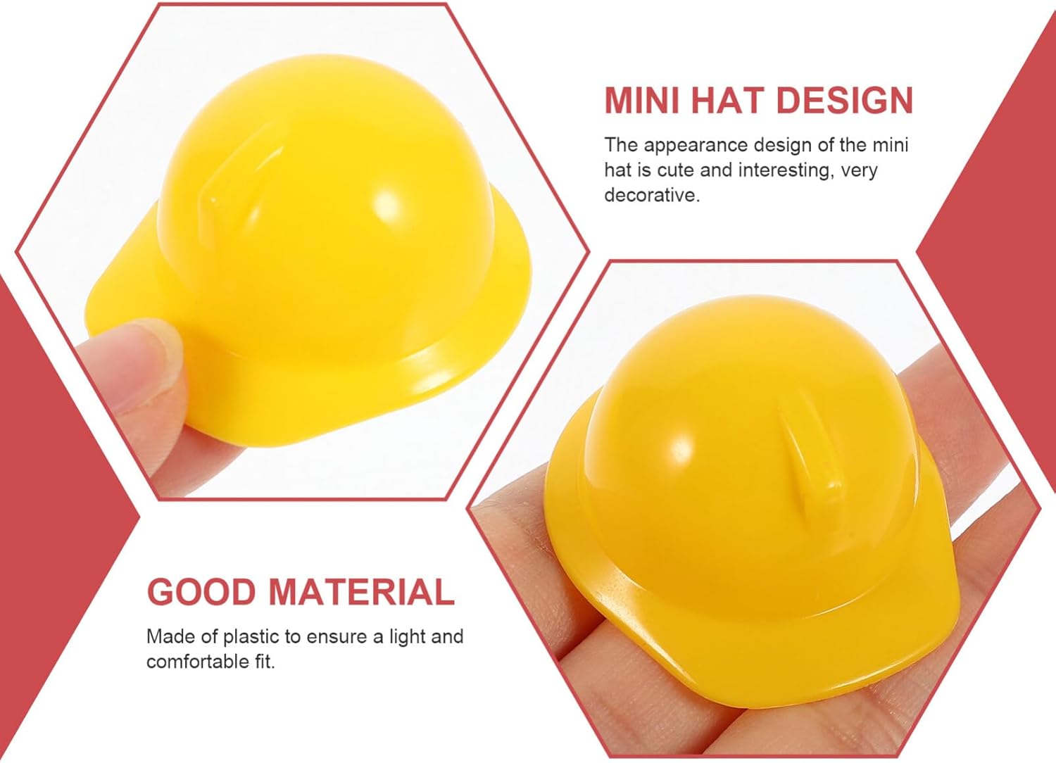 jojofuny Sombrero duro de construcción 40pcs Mini sombrero de construcción plástico mascota miniatura muñeca sombreros