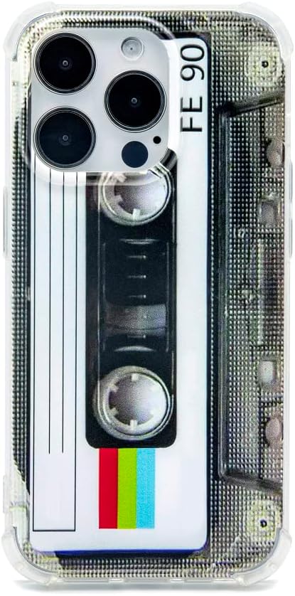 FAteamll Funda para iPhone 14 Pro, acabado mate, resistente, suave, con esquinas reforzadas, TPU suave, parachoques retro, funda de cinta de casete