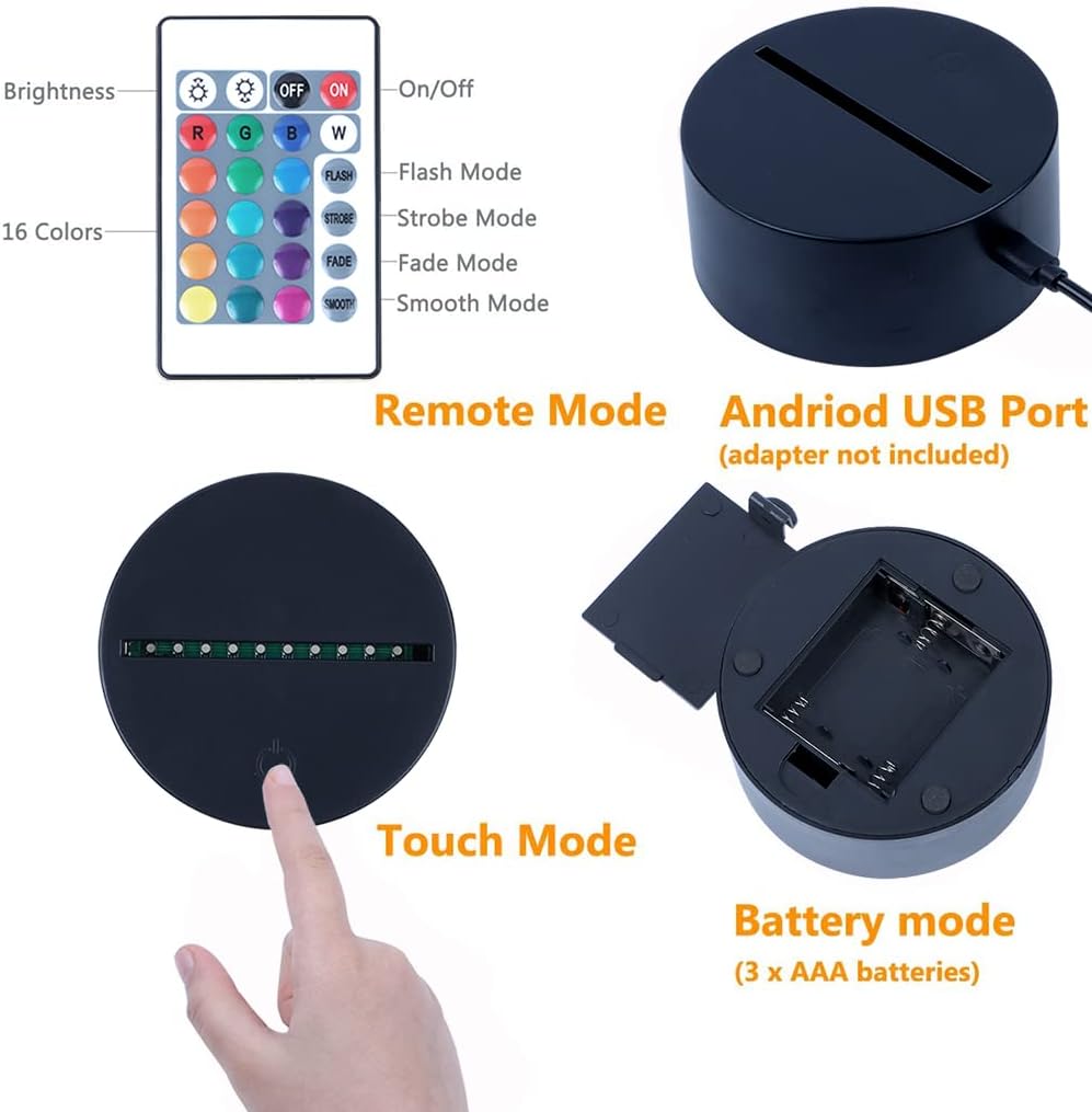Thumbs Up – Lámpara de mesa LED con ilusión óptica 3D con control remoto, 7 colores, acrílico, luz nocturna, regalos de cumpleaños para niños