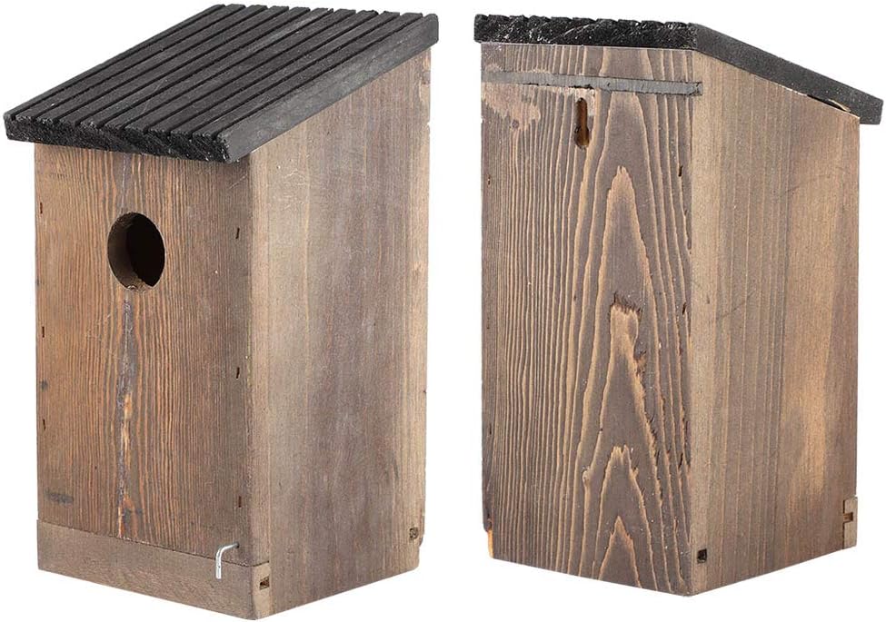 Fydun Hanging Wooden Bird House DIY Breeding Parrots Bird Nesting Box for Outdoor Garden Decoration Hanging Wooden Bird House for Family