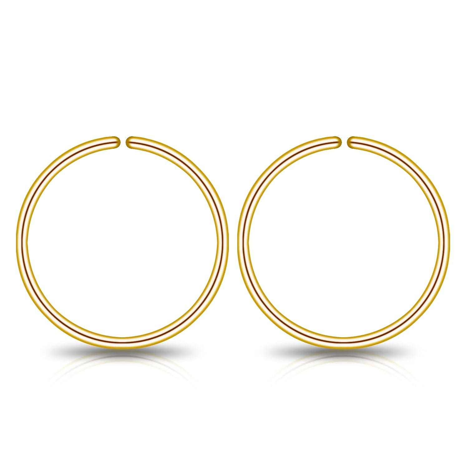 Small Gold Sterling Silver Huggie Hoop Earrings for Women Cartilage Nose Helix Tragus (Gold, 5mm 24 gauge  1 pair)