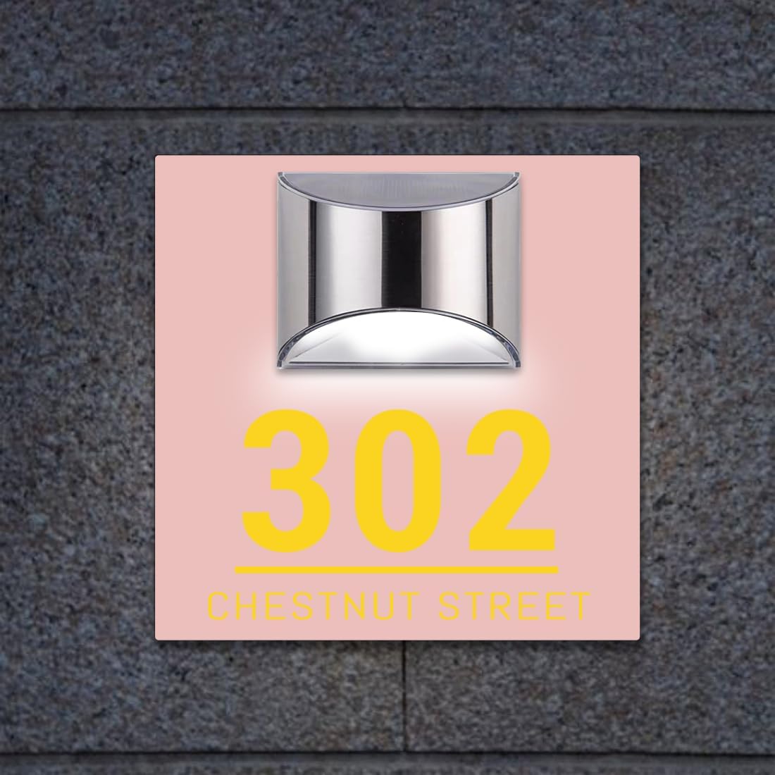 Placa de puerta moderna solar personalizada, placa de dirección iluminada con placa LED personalizada, letrero acrílico iluminado LED, regalo de