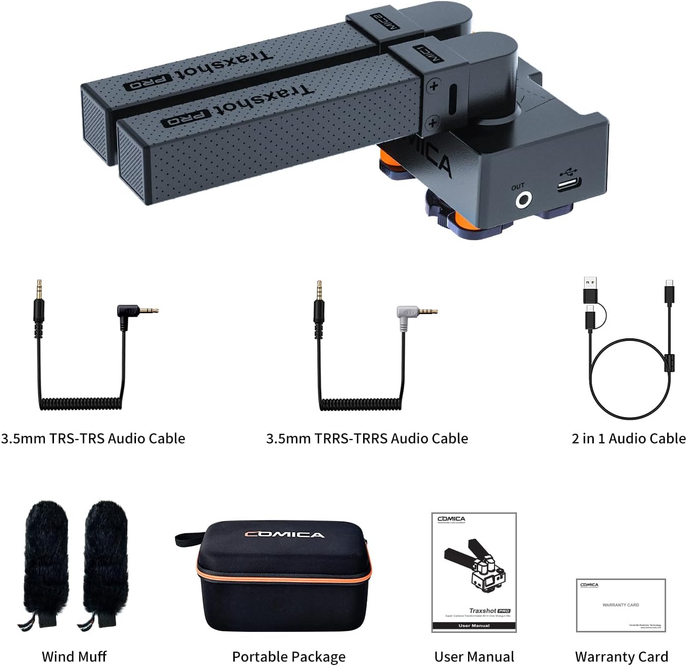 comica Traxshot Pro – Micrófono de escopeta profesional, 3 modos de recogida, salida digital USB C, micrófono de video para cámara DSLR, iPhone,
