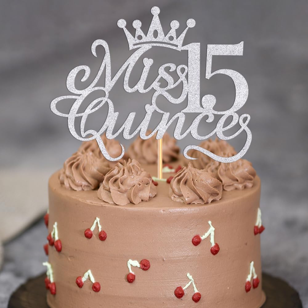 Mis Quince 15 Cake Topper-Happy 15th Birthday Decorations-Hello 15-Cheers to 15 Years