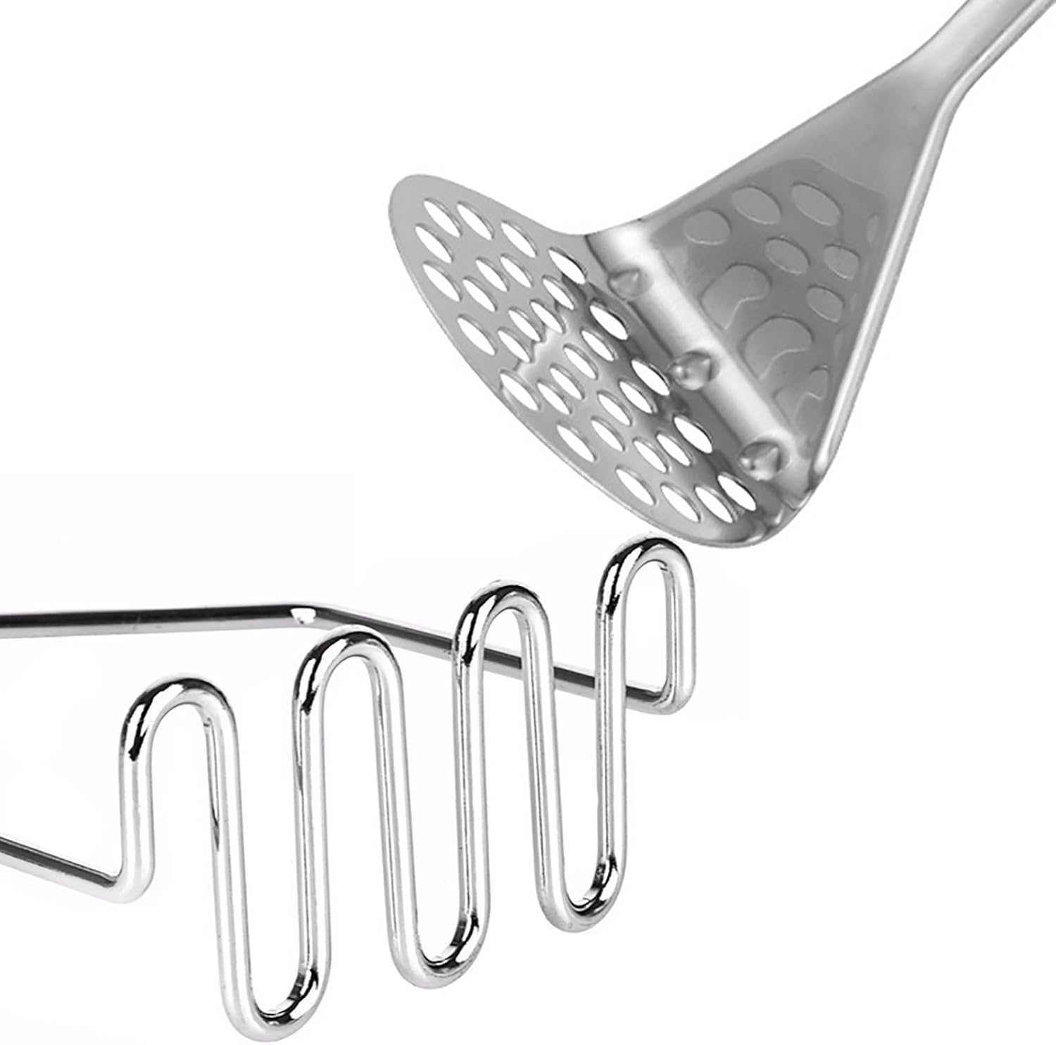 Paquete de 2 machacadores de patatas, de acero inoxidable, manual resistente, integrado, utensilios de cocina para patatas, aguacates, calabazas,