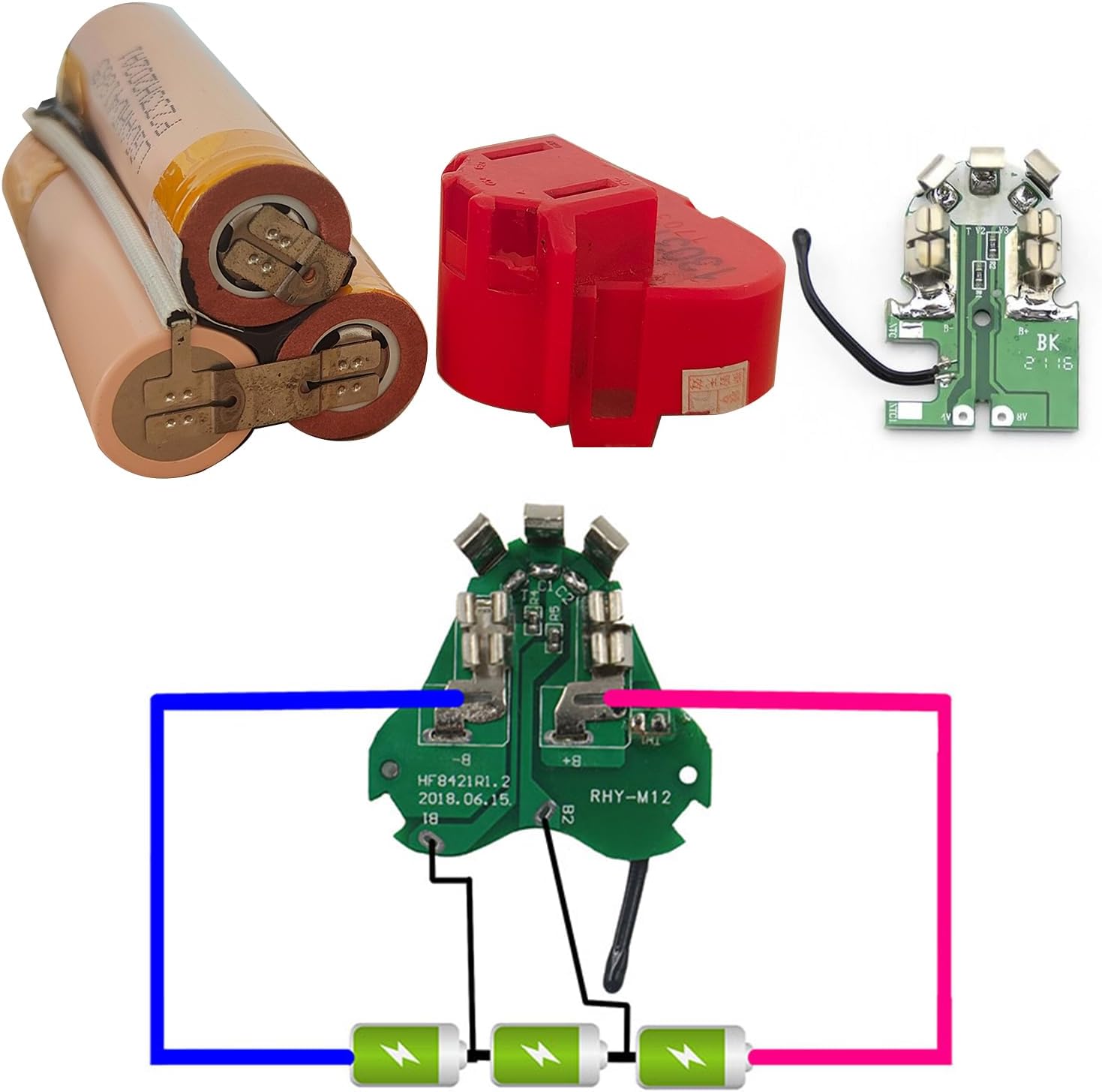 Reemplazo de la caja de la batería de 12 V, 3 celdas, kit de reparación de caja de plástico roto para Milwaukee M12 48-11-2411 48-11-2401 48-11-2430
