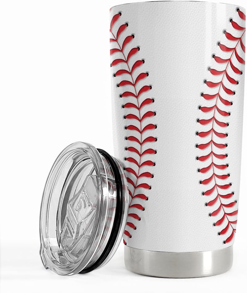SANDJEST Vaso de béisbol de 20 onzas con aislamiento de acero inoxidable, taza de viaje, vaso de béisbol para mujeres, hombres, mamá, regalos para