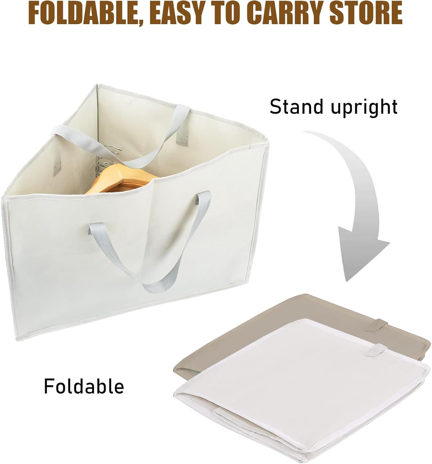 Juego de 2 soportes triangulares de almacenamiento para bolsas con asas para ahorrar espacio, organizadores para almacenamiento ordenado y