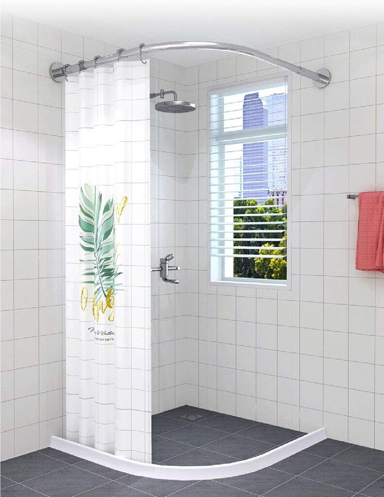 Barra de cortina de ducha de esquina ajustable de acero inoxidable en forma de L, estante sin taladros, instalación para baño, bañera, tienda de