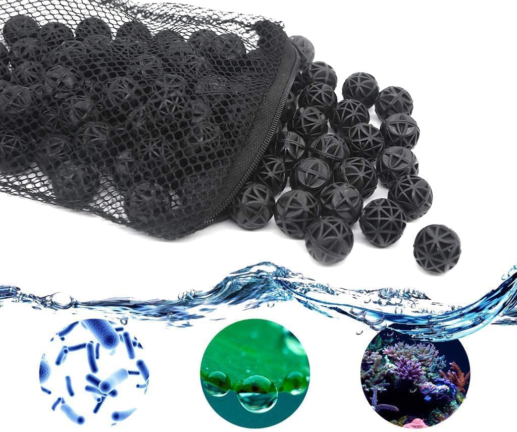 J-star 100 unidades de 0.62 pulgadas para acuario bio bolas filtrantes, medios de filtro para tanque de peces de acuario, bolas de filtro de medios