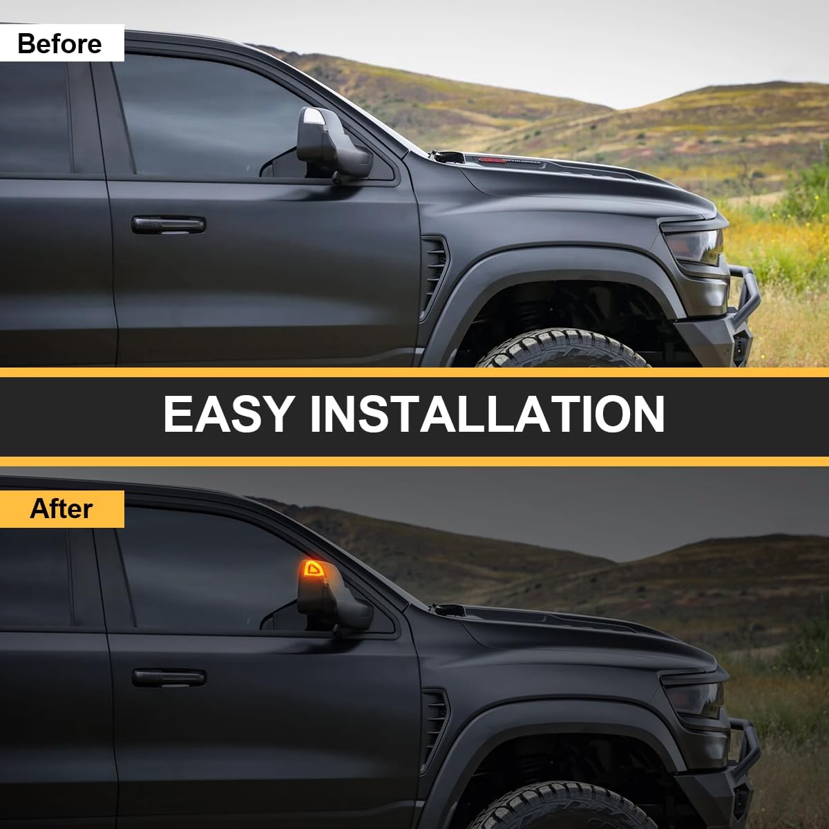 Espejo de remolque lateral, luces intermitentes LED compatibles con Ram 1500 2010-2023para Ram 1500 Classic 2019-2022para Ram 2500 2010-2018para Ram