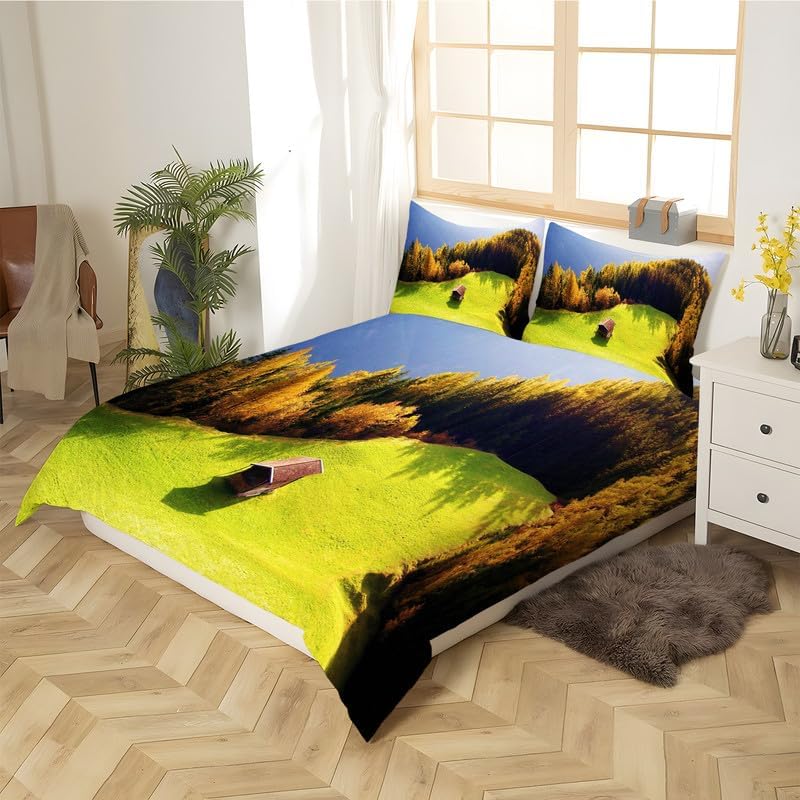 Yellow Woods Twin Duvet Cover View Print Twin Bedding Sets Soft Microfiber Comforter Cover and 2 Pillow Shams 20″X26″, Bed Set Duvet Covers with