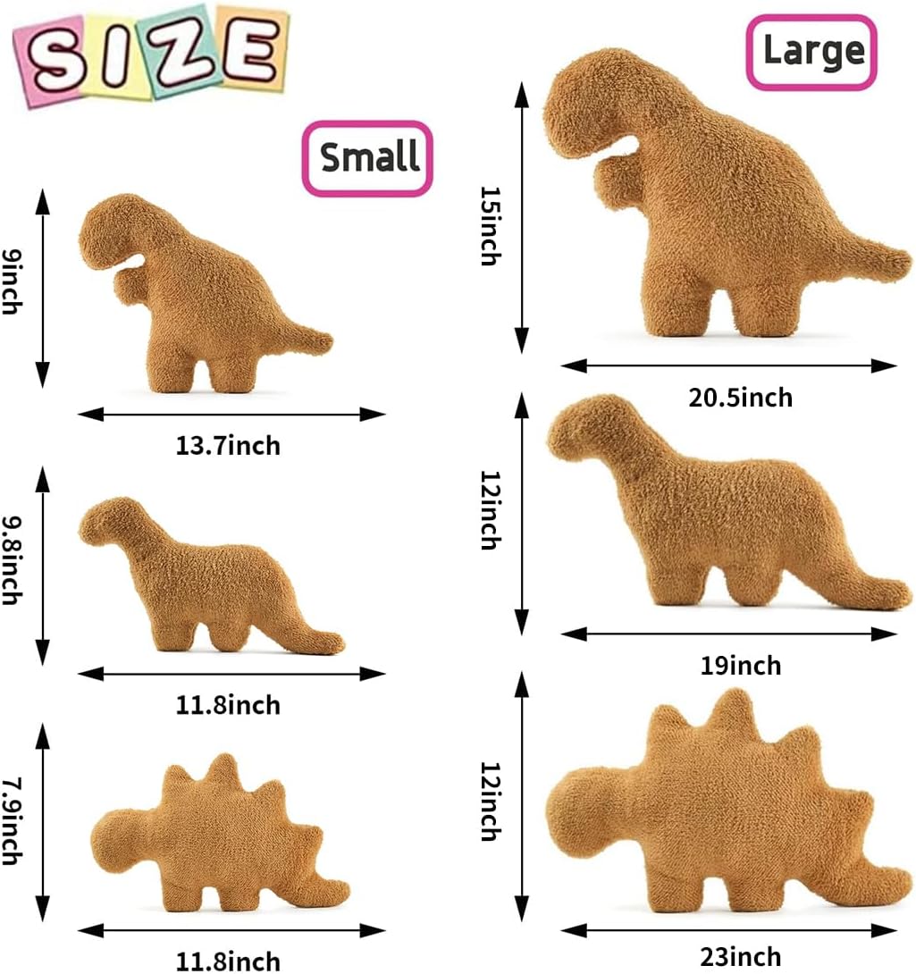 Yeqivo Dino – Almohada de pepita de pollo, suave almohada de pepita de dinosaurio lindo dinosaurio nuggets de pollo, regalo para niños, adultos,