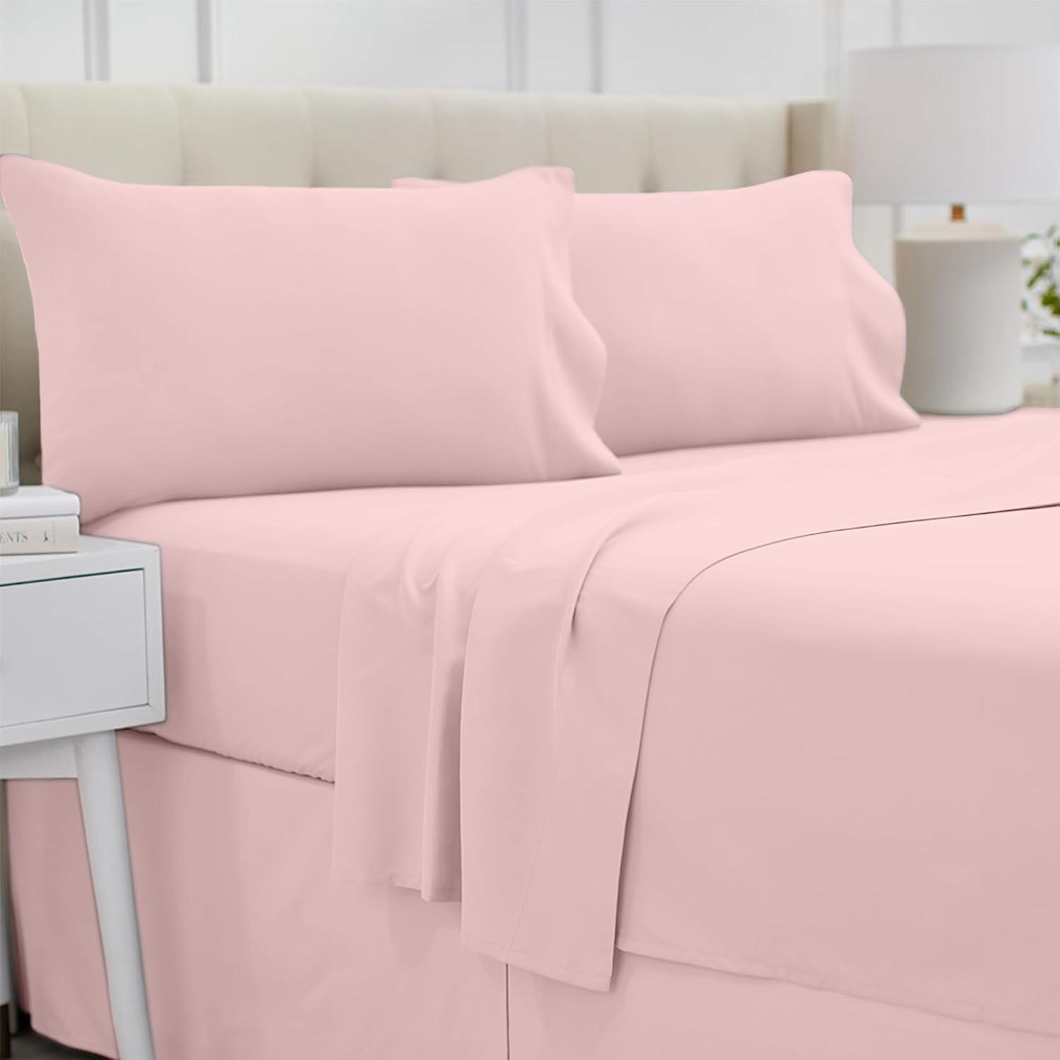 lalaLOOM Juego de sábanas tamaño Queen, ropa de cama de lujo de hotel de microfibra suave, bolsillo extra profundo, juego de sábanas y fundas de
