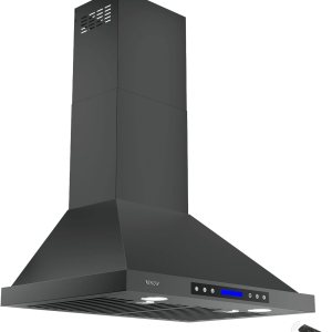 EKON NAP02 – Campana extractora negra de 900 CFM, montaje en pared, conductossin conductos, convertible para cocina, ventilación de chimenea, 4 EKON NAP02 – Campana extractora negra de 900 CFM, montaje en pared, conductossin conductos, convertible para cocina, ventilación de chimenea, 4