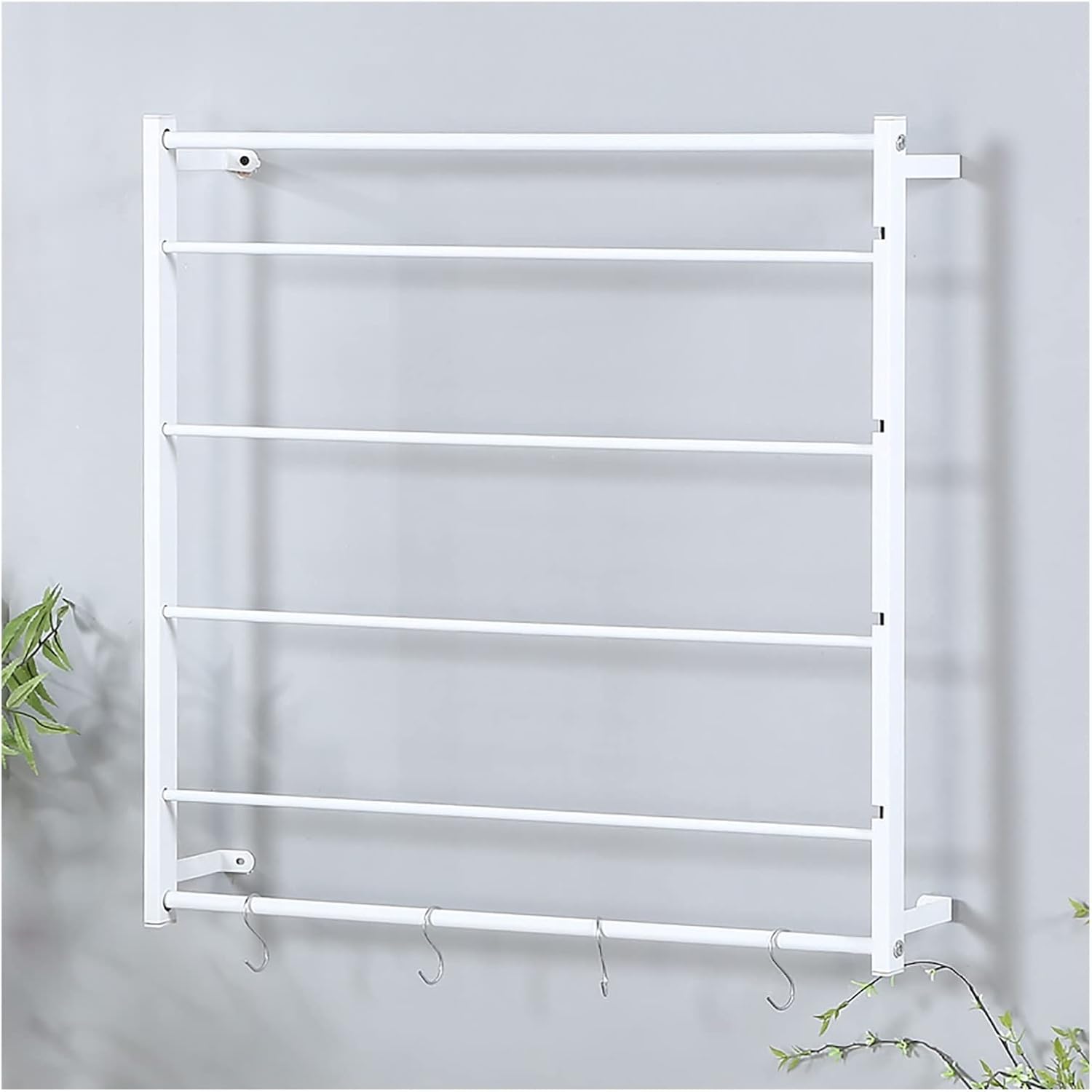 Soporte de cinta para montaje en pared, negro y blanco, cuadrado de metal de 4 capas, organizador de almacenamiento versátil para envolver papel de