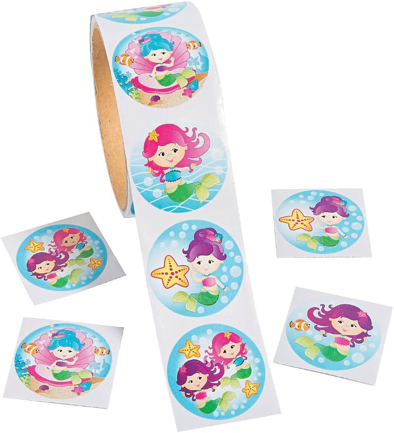 Rollos de calcomanías de sirena, 200 calcomanías, recuerdo de fiesta de sirena, caja de recompensa, caja de premios, bolsa de regalos, calcomanías