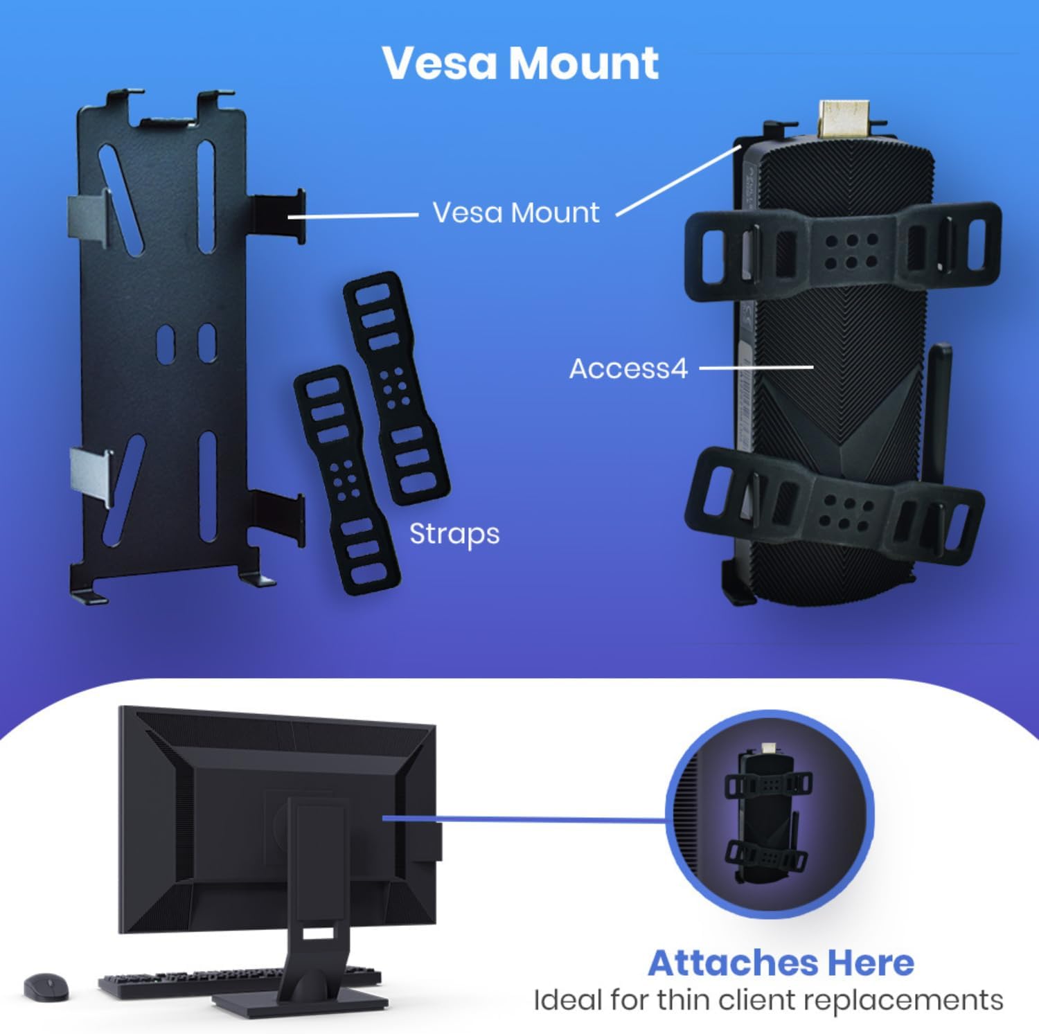 AZULLE Access4 Essential Mini PC Stick con Windows 11 Pro, 4 GB64 GB – Negocios y hogar, potente computadora portátil con puerto Ethernet –