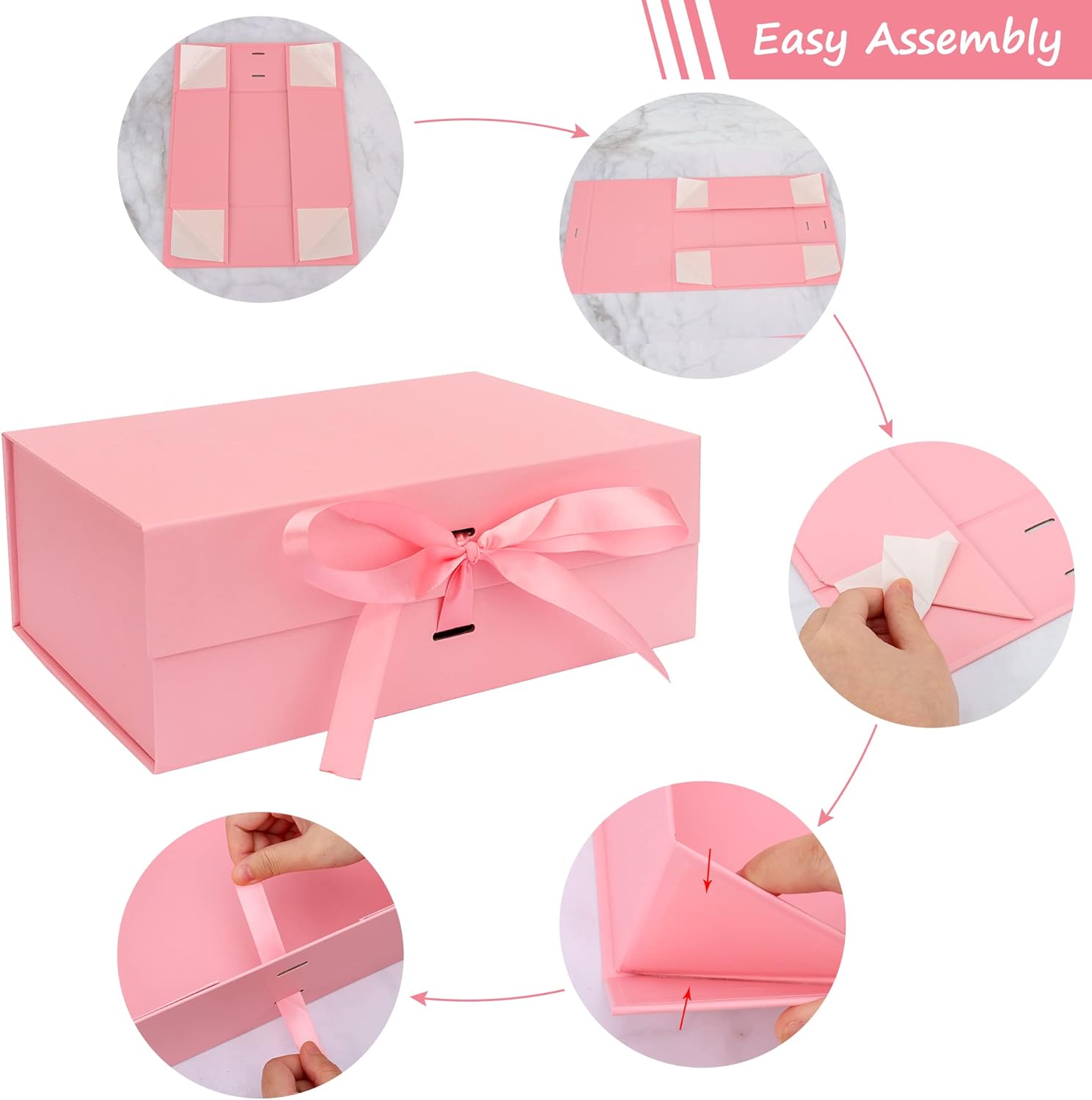 Younik Caja de regalo de lujo de 7.8 x 7 x 3.2 pulgadas, caja de dama de honor para padrinos de boda, pequeña caja de regalo rosa para graduación,