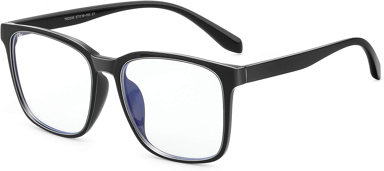 TEAPLMTT Lentes de bloqueo de luz azul, anteojos cuadrados de gran tamaño para computadora anti luz azul para mujeres y hombres
