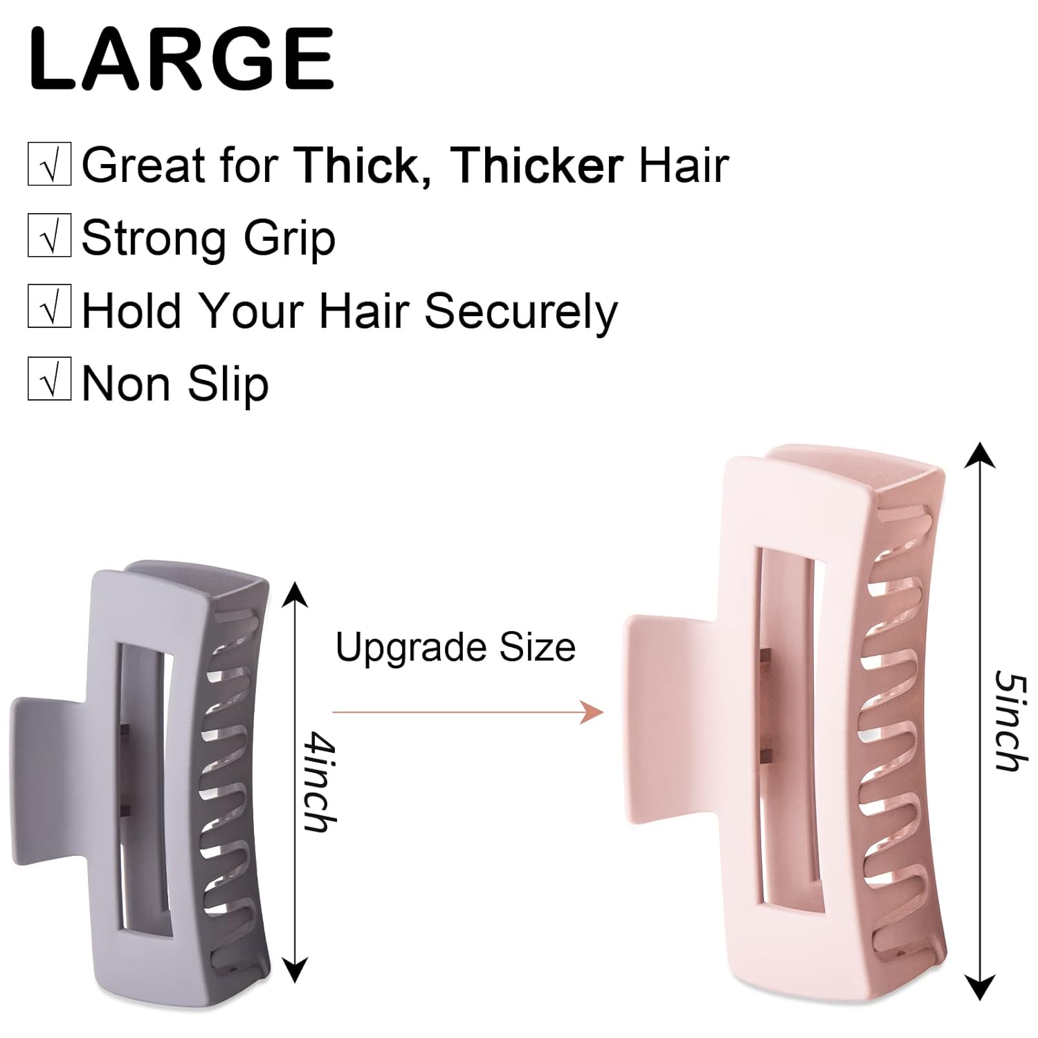 Pinzas de garra extra grandes de 5 pulgadas para cabello grueso, agarre fuerte, pinzas de garra extra grandes, 4 pinzas grandes para cabello grueso