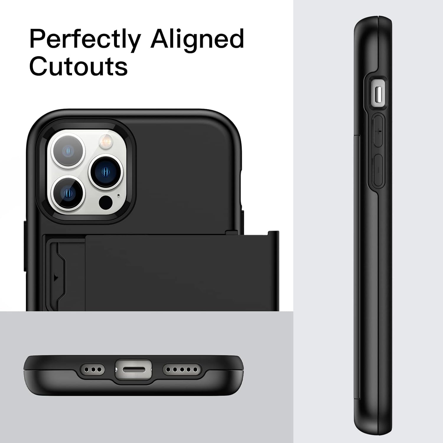 JETech Funda tipo cartera para iPhone 13 Pro de 6.1 pulgadas con soporte para tarjetas, funda protectora de doble capa a prueba de golpes, ranura