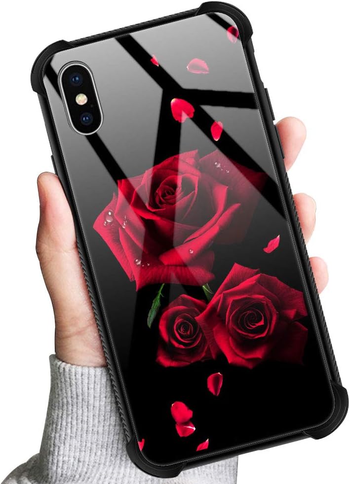 Funda compatible con iPhone XR, funda romántica de pétalos de rosa para iPhone XR, fundas para niñas y mujeres, diseño de patrón para iPhone XR