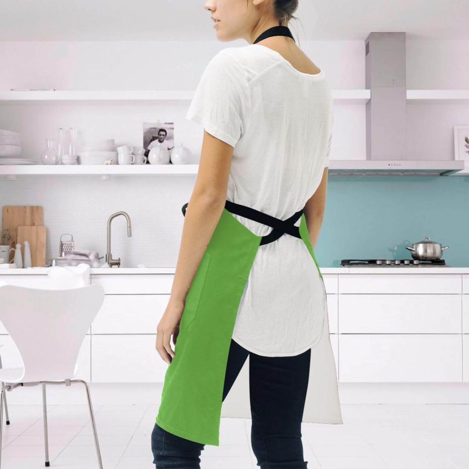 Copos de nieve en rojo en un delantal de cocina para mujer, bolsillos para delantal para hombre, delantal de chef impermeable, delantales para