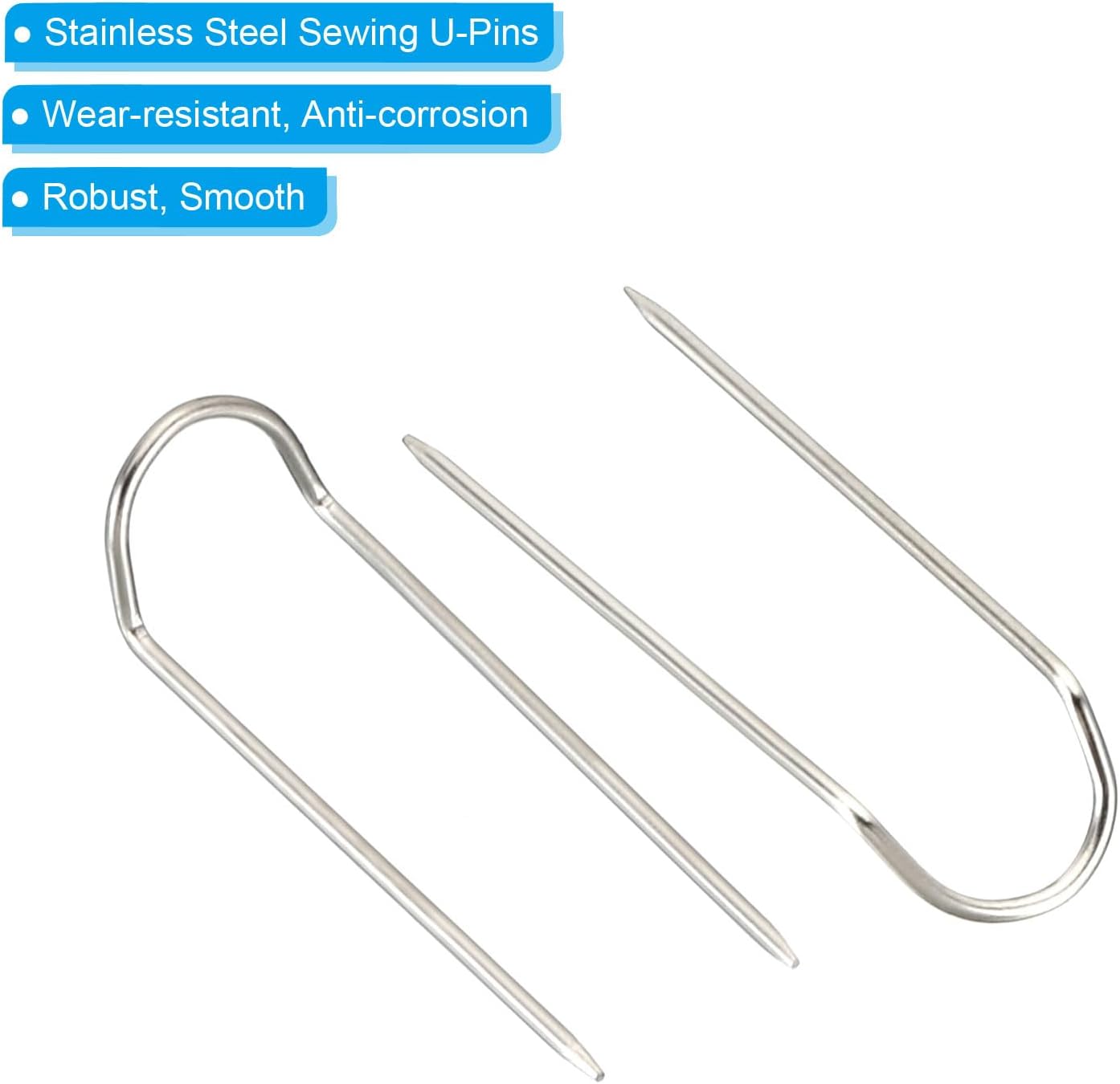 PATIKIL Pasadores de horquilla, 200 pines de acero inoxidable para coser en U de 0.9 pulgadas, pasadores de doble bloqueo para coser joyas, tela,