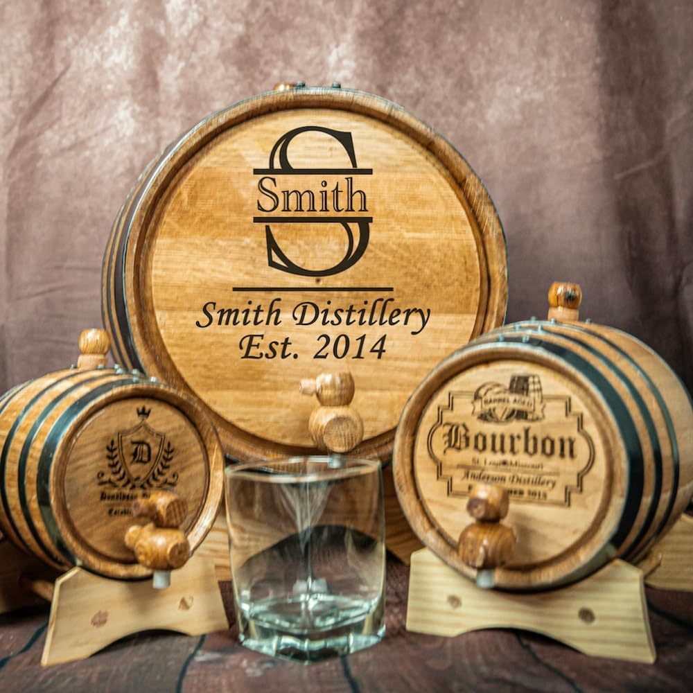 Barril de envejecimiento personalizado de alta calidad, diseño de letra, barril de madera de roble personalizado, perfecto para whisky, bourbon,