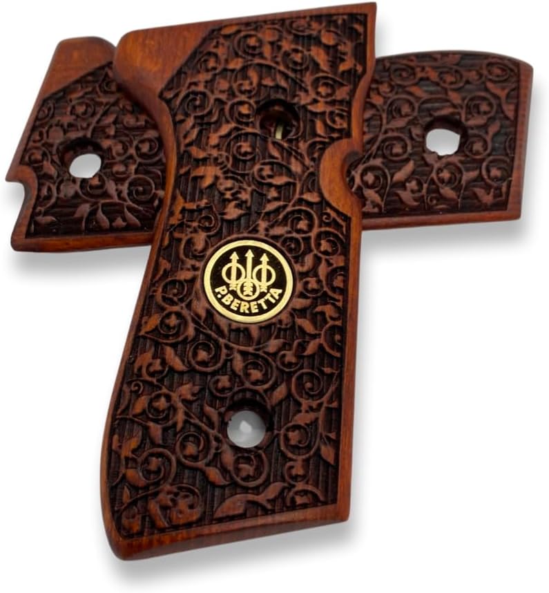 Puños de madera para Beretta 92FS, 92, 92F, 92A1, 92FS INOX, 92G, 92D, 96, 96D, 96A1, M9, M9A1 Cachas para 0.354 in Beretta 92FS