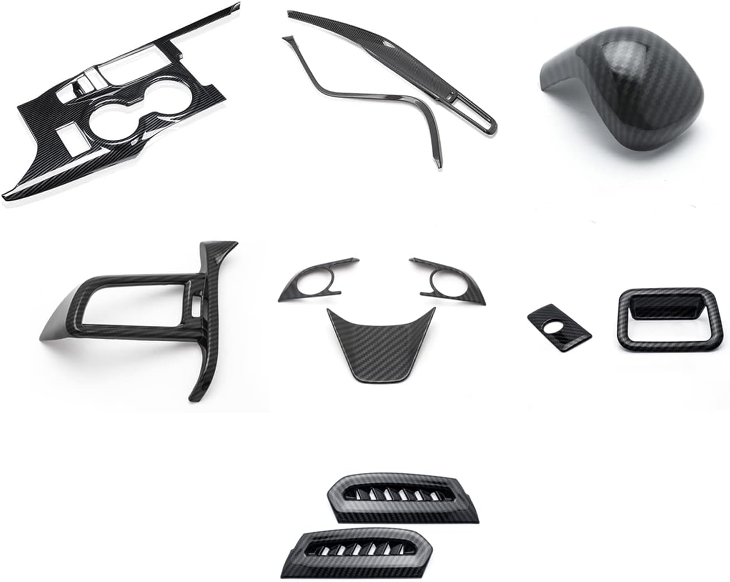 Xotic Tech – Consola estilo fibra de carbono, guantera para pasajeros, ventilación de aire de CA, volante, panel de cambio de marchas, con botón de