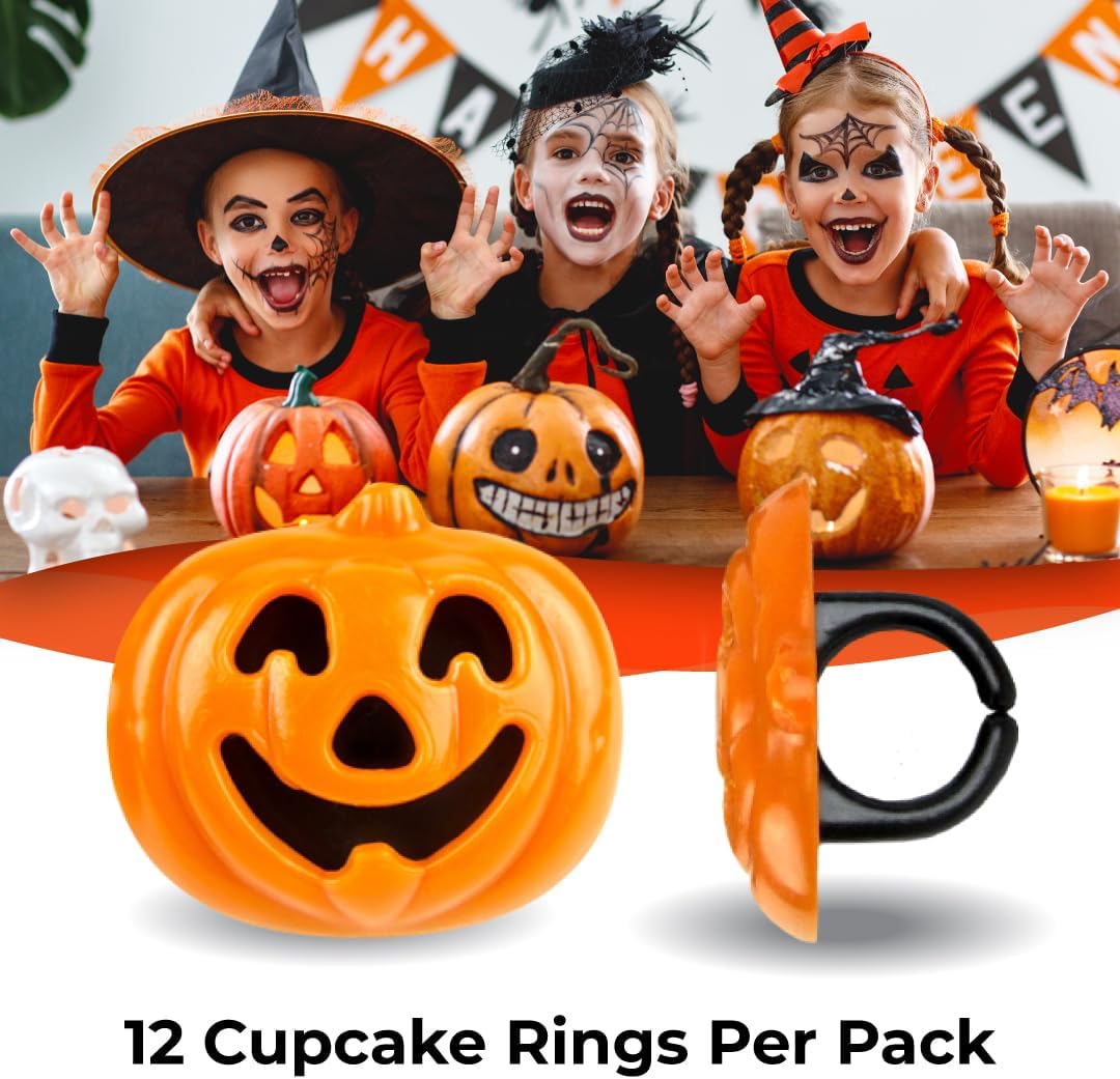 Anillos para cupcakes, divertidos adornos espeluznantes para tartas para fiestas de Halloween, suministros de fiesta temática de Halloween