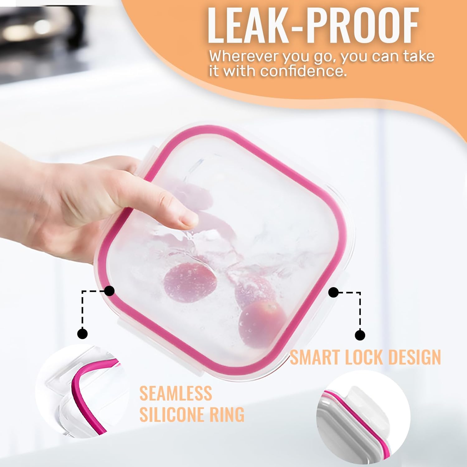 FILTA Recipientes de vidrio para almacenamiento de alimentos con tapas, recipientes de vidrio para preparación de comidas, sin BPA y a prueba de