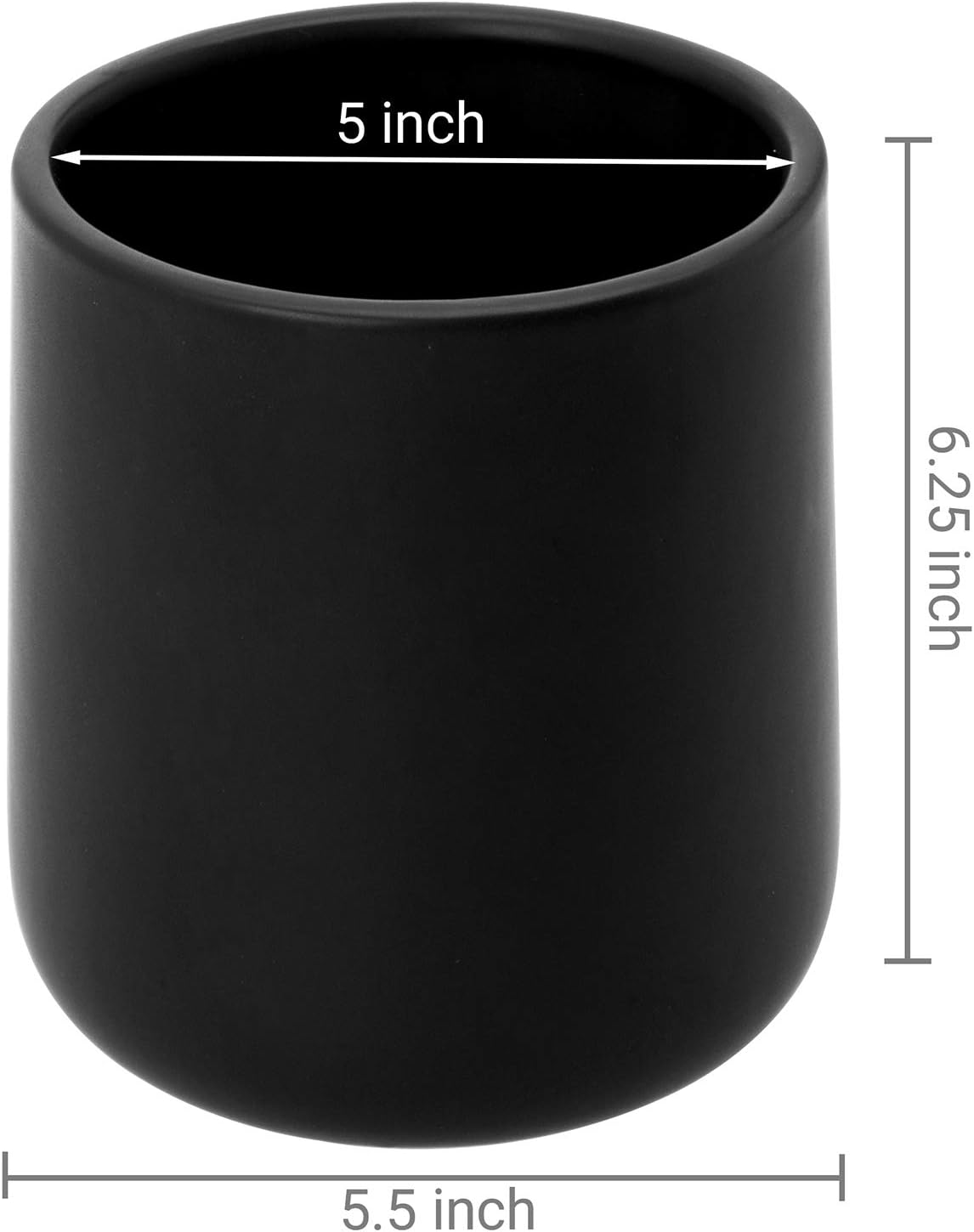 MyGift Soporte para utensilios de cocina negro mate con base redondeada, organizador de utensilios de cocina de cerámica moderno de 6 pulgadas para