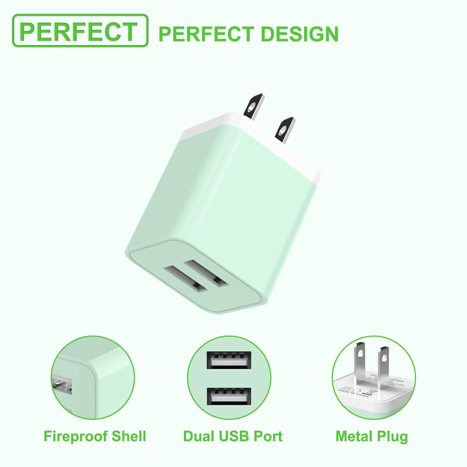 Paquete de 5 cargadores para iPhone certificado MFi, adaptador de bloque de cargador de pared USB de doble puerto con cable Lightning de 6 pies,