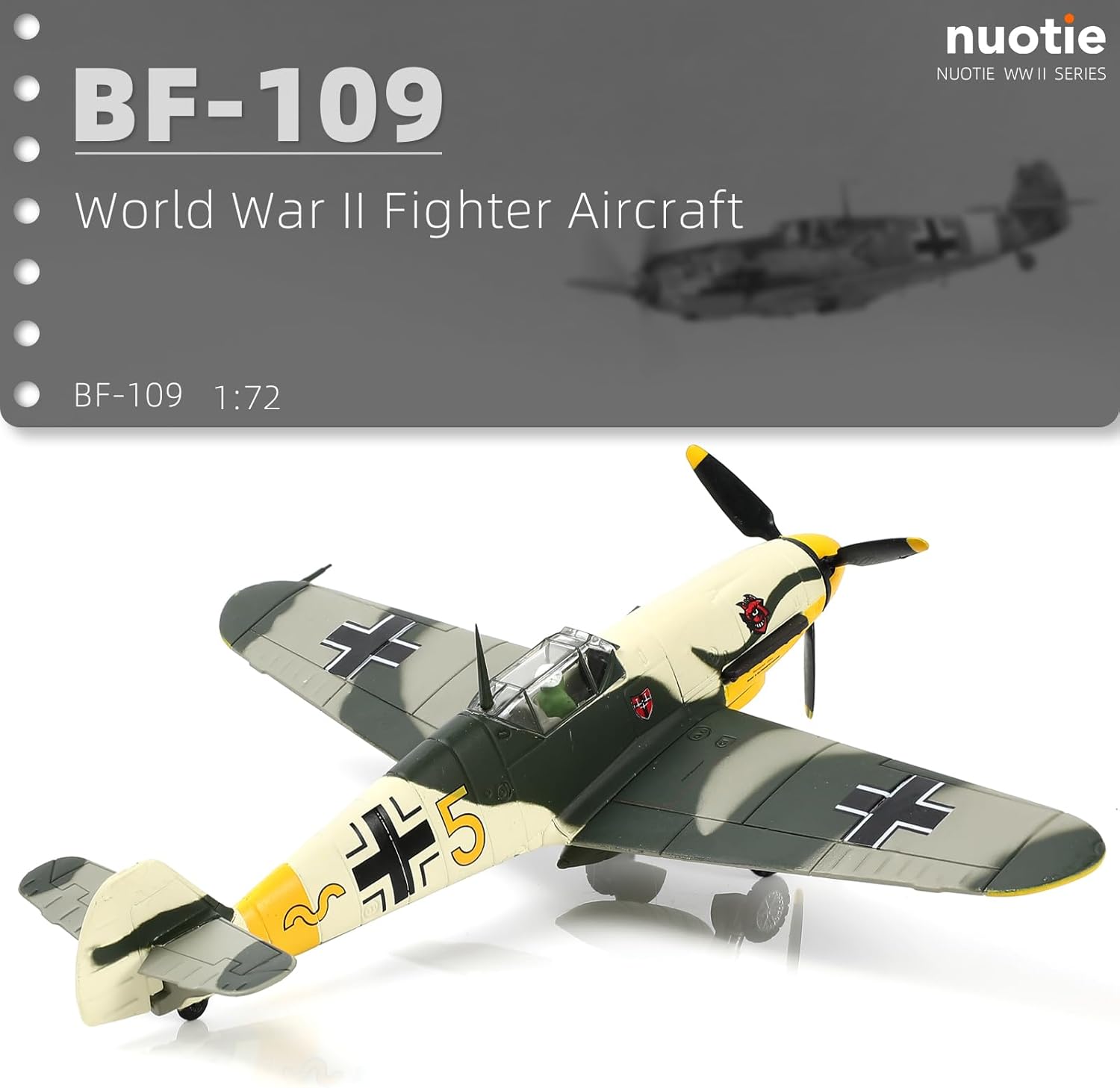Escala 172 alemana de la Segunda Guerra Mundial Messerschmidt BF-109 modelo de caza fundido a troquel aviones militares modelo de exhibición militar
