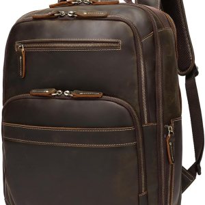 Mochila de cuero de grano completo de 16 pulgadas para computadora portátil para hombres, gran capacidad, negocios, senderismo, viajes, mochila Mochila de cuero de grano completo de 16 pulgadas para computadora portátil para hombres, gran capacidad, negocios, senderismo, viajes, mochila