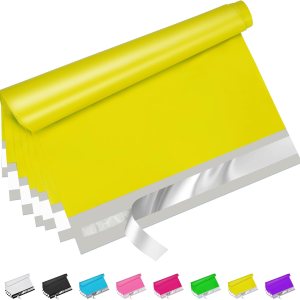 Sobres amarillos de polietileno de 10 x 13 pulgadas, 25 unidades, bolsas de envío adhesivas fuertes para ropa, sobres de correo autosellantes e Sobres amarillos de polietileno de 10 x 13 pulgadas, 25 unidades, bolsas de envío adhesivas fuertes para ropa, sobres de correo autosellantes e